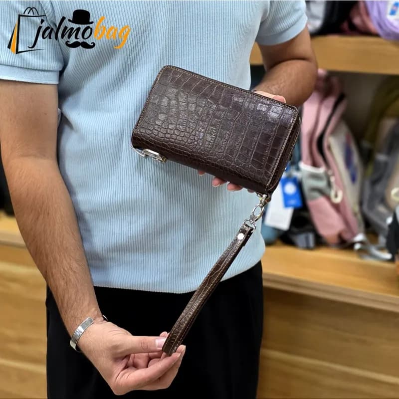 کیف دستی پاسپورتی چرم طبیعی مردانه و زنانه مدل مچی و دستی — تصویر ۶