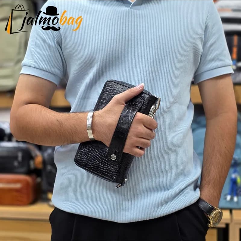 کیف دستی پاسپورتی چرم طبیعی مردانه و زنانه مدل مچی و دستی — تصویر ۴