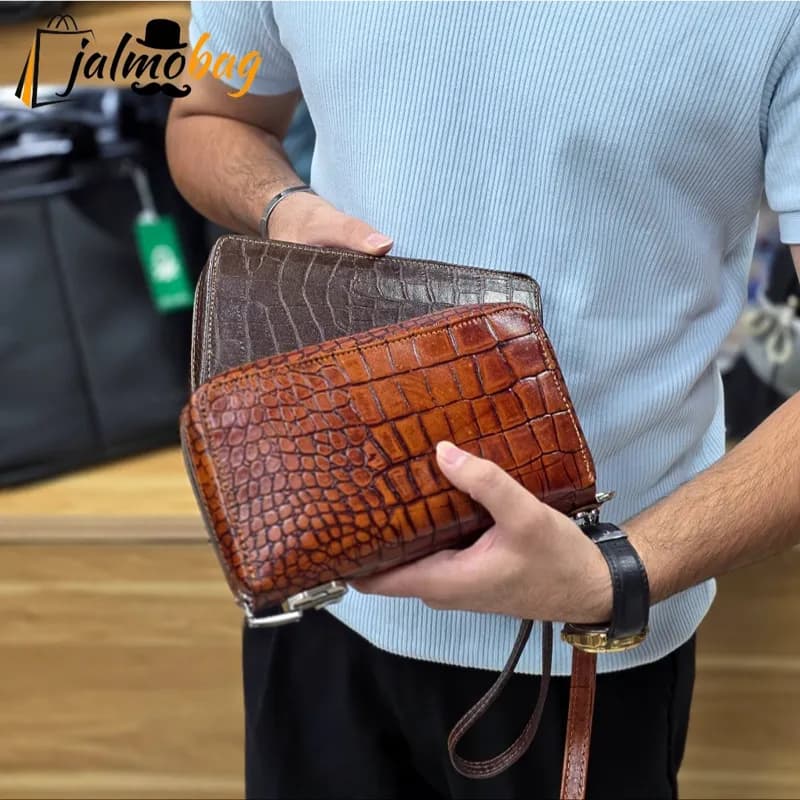 کیف دستی پاسپورتی چرم طبیعی مردانه و زنانه مدل مچی و دستی — تصویر ۵