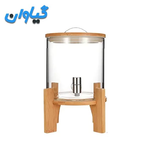 کلمن شیشه ای ۵ لیتری پایه چوبی مدل GN-66