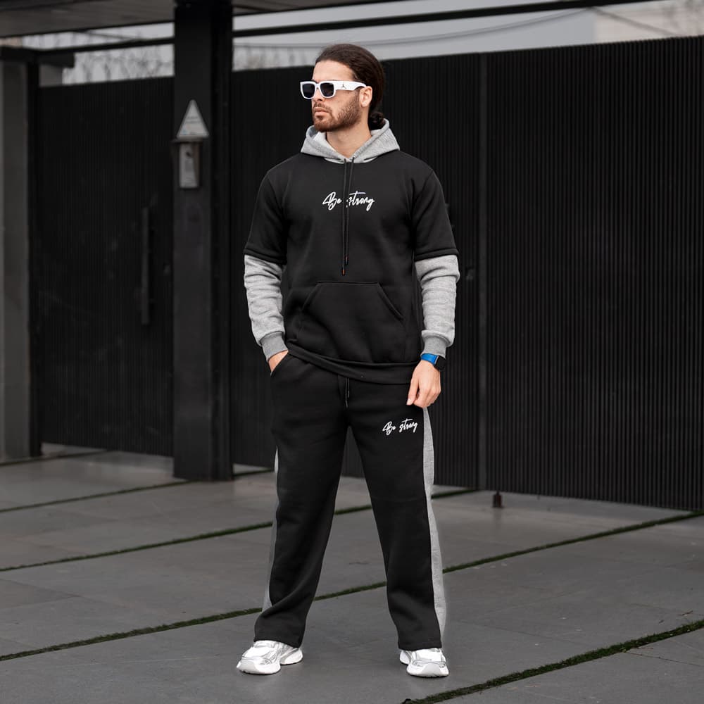 ست هودی و شلوار مردانه BE STRONG کد 24066