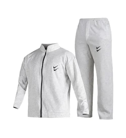 ست سویشرت و شلوار مردانه نرمال ساده ملانژ طوسی روشن Nike