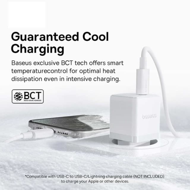 شارژر دیواری تایپ‌سی 20 وات بیسوس همراه با کابل دو سر تایپ سی 60 وات یک متری CCZC20CE — تصویر ۸