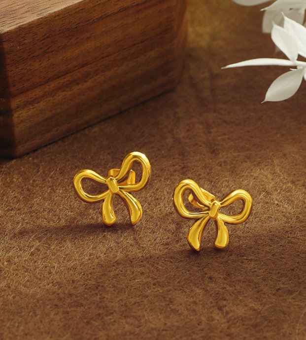 گوشواره زنانه روکش طلا طرح پاپیون