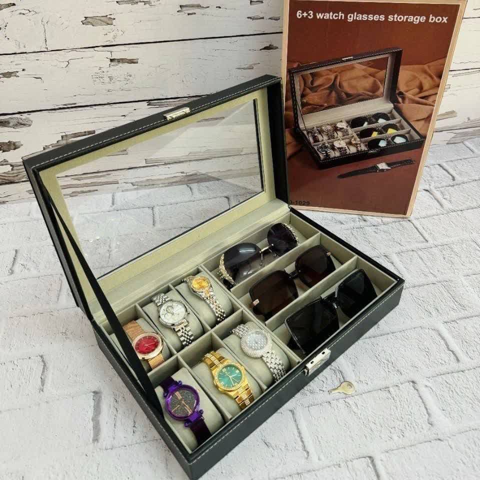 جعبه ساعت و عینک چرمی وارداتی