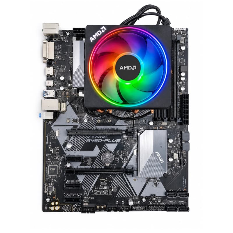 باندل مادربرد ایسوس ASUS PRIME B450-Plus + Ryzen 7 2700X بهمراه فن RGB استوک