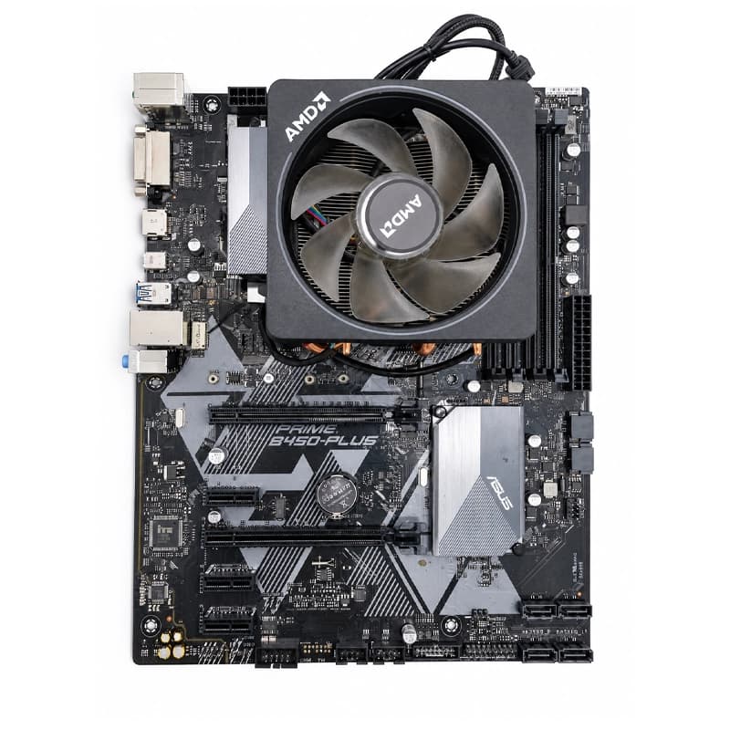 باندل مادربرد ایسوس ASUS PRIME B450-Plus + Ryzen 7 2700X بهمراه فن RGB استوک — تصویر ۲