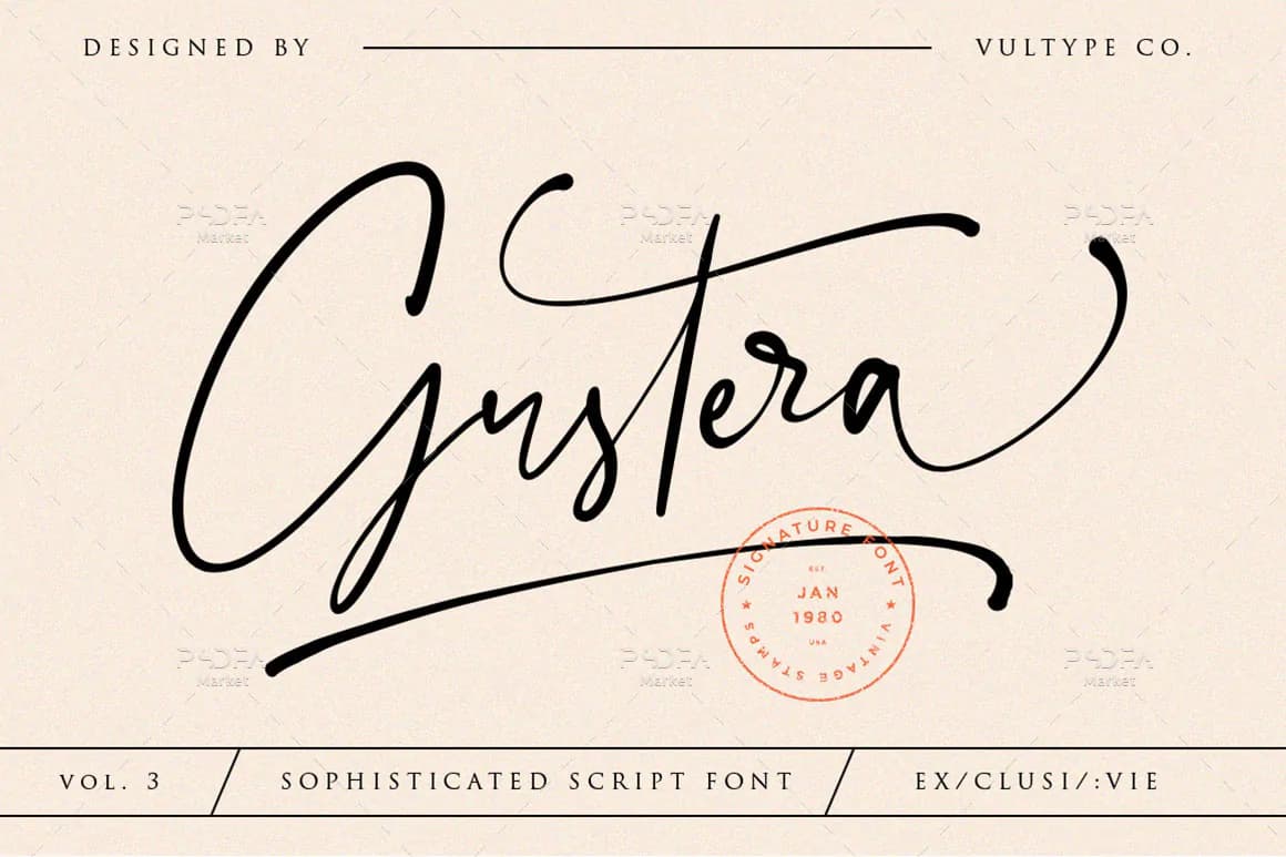 فونت دستنویس باریک Gustera