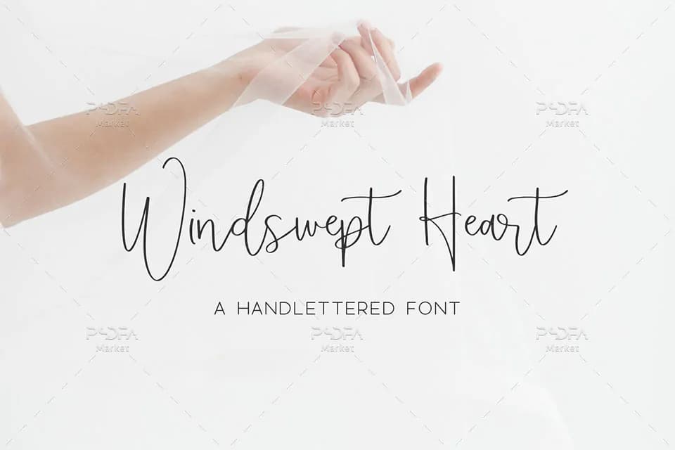 فونت دستنویس نازک و باریک Windswept Heart