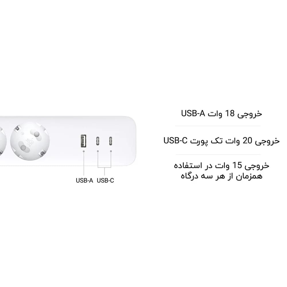 چندراهی برق ۳ پریز با شارژ سریع ۲۰ وات شیائومی مدل XMCXB01EU — تصویر ۱۲