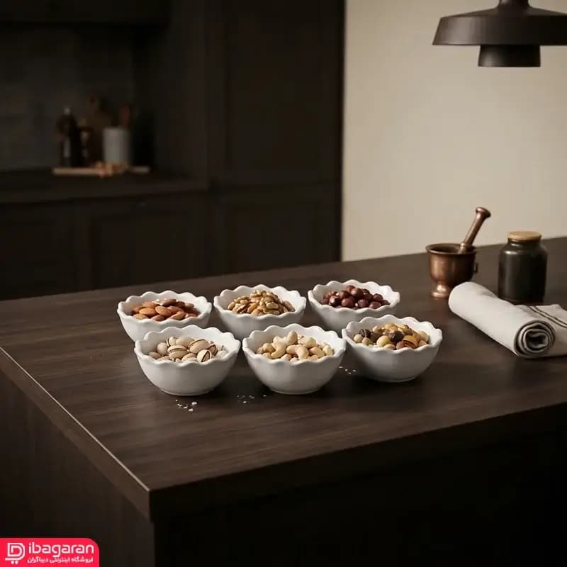 پیاله خورشیدی بلور سفید 6 عددی