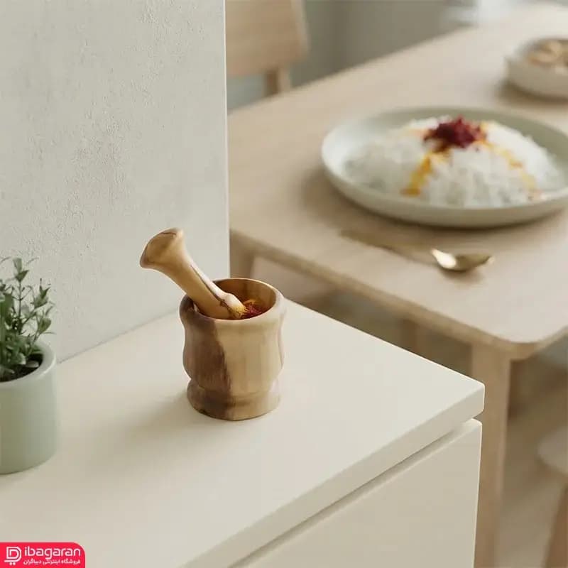 هاون چوب گردو کوچک همراه دسته