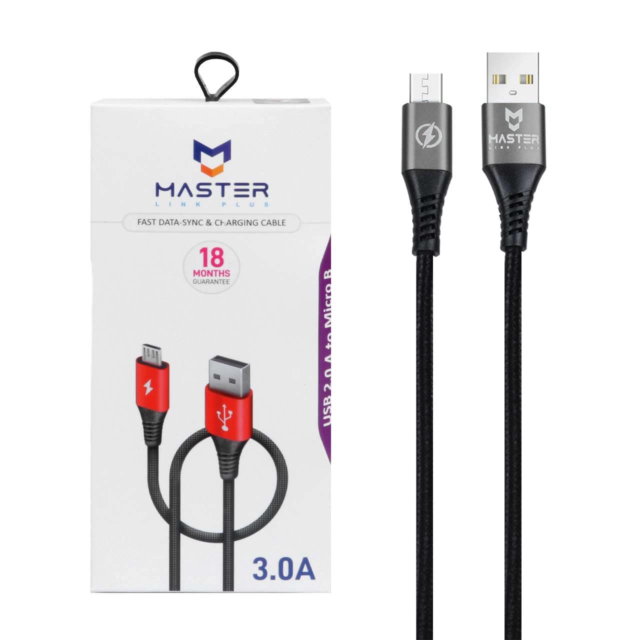 کابل شارژ فست اندروید MASTER مدل ETM 005 – مشکی خاکستری — تصویر ۲