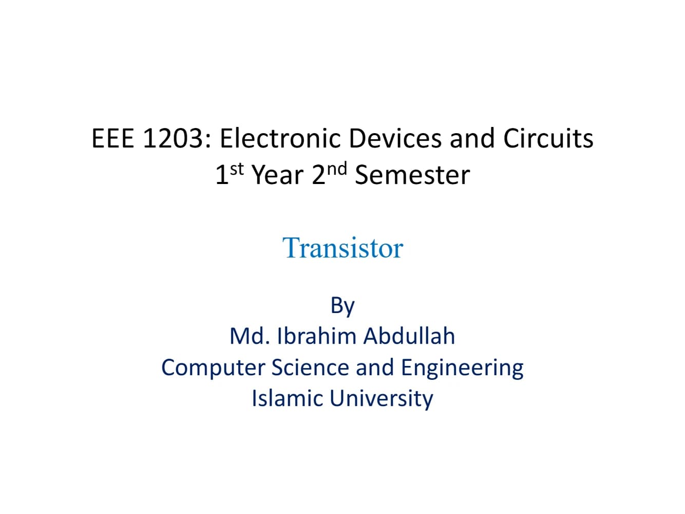 کتاب قطعات و مدارهای الکترونیکی (Electronic Devices and Circuits: Transistor) نسخه انگلیسی PDF | محمد ابراهیم عبدالله