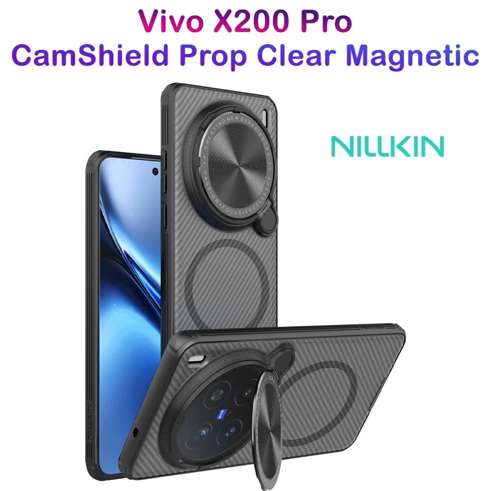 گارد مگنتی نیمه شفاف کمرا استند Vivo X200 Pro مارک نیلکین مدل Camshield Prop Clear