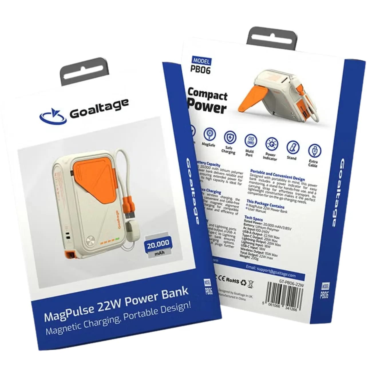 پاوربانک گلتیج Goaltage مدل PB06 MagPulse توان 22 وات ظرفیت 20000 — تصویر ۷