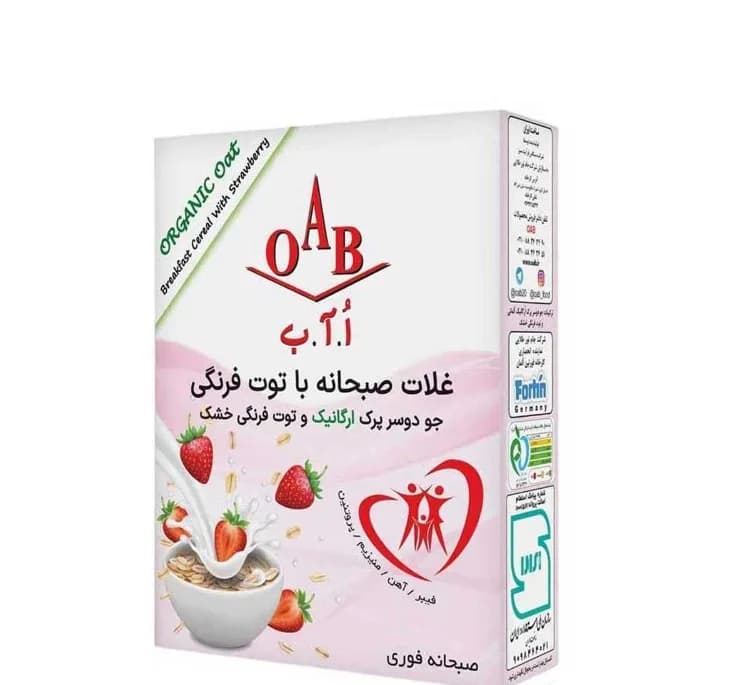 جو دوسر پرک صبحانه با توت فرنگی ارگانیک ا آ ب وزن 200 گرم