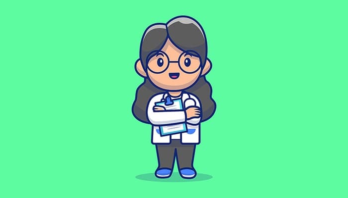 وکتور کاراکتر کارتونی دختر بچه دکتر