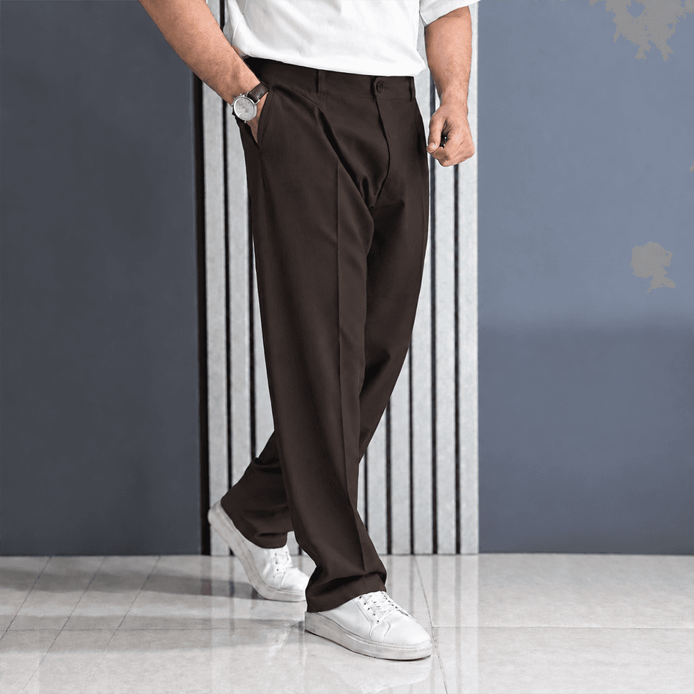 شلوار نیم بگ مازاراتی مردانه رنگ قهوه ای سوخته