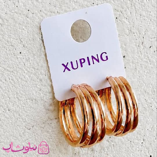 گوشواره زنانه حلقه ای ژوپینگ مدل سه لاین کد 3991
