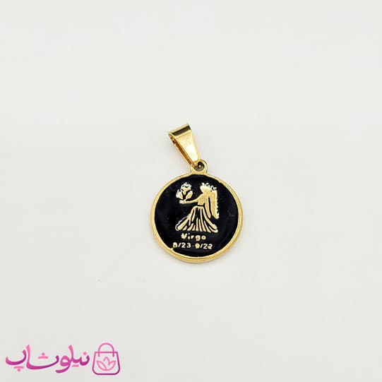 گردنبند ماه تولد شهریور نماد فرشته (Virgo) استیل طلایی مشکی (ظریف) کد 130
