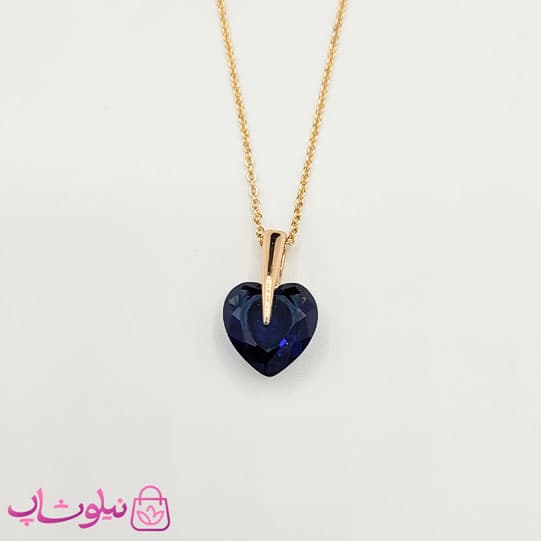 گردنبند زنانه ژوپینگ مدل قلب سرمه ای