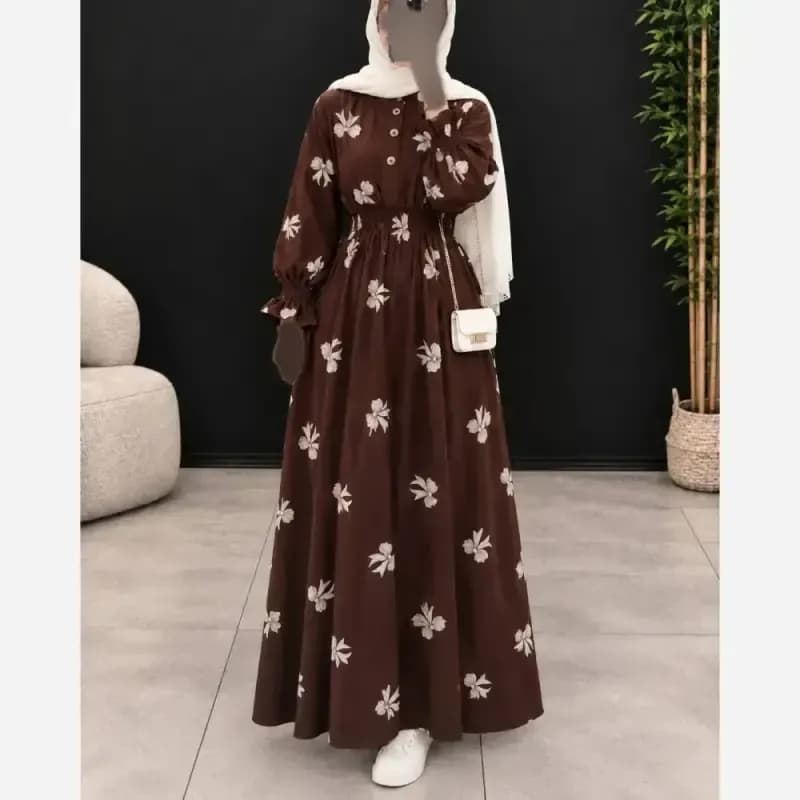 پیراهن پاییزه مخمل شانل طرح پاپیون فری سایز — تصویر ۳