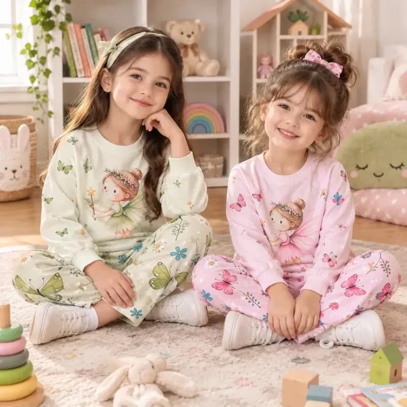 بلوز شلوار دورس پنبه طرح فرشته دخترانه و پسرانه — تصویر ۲