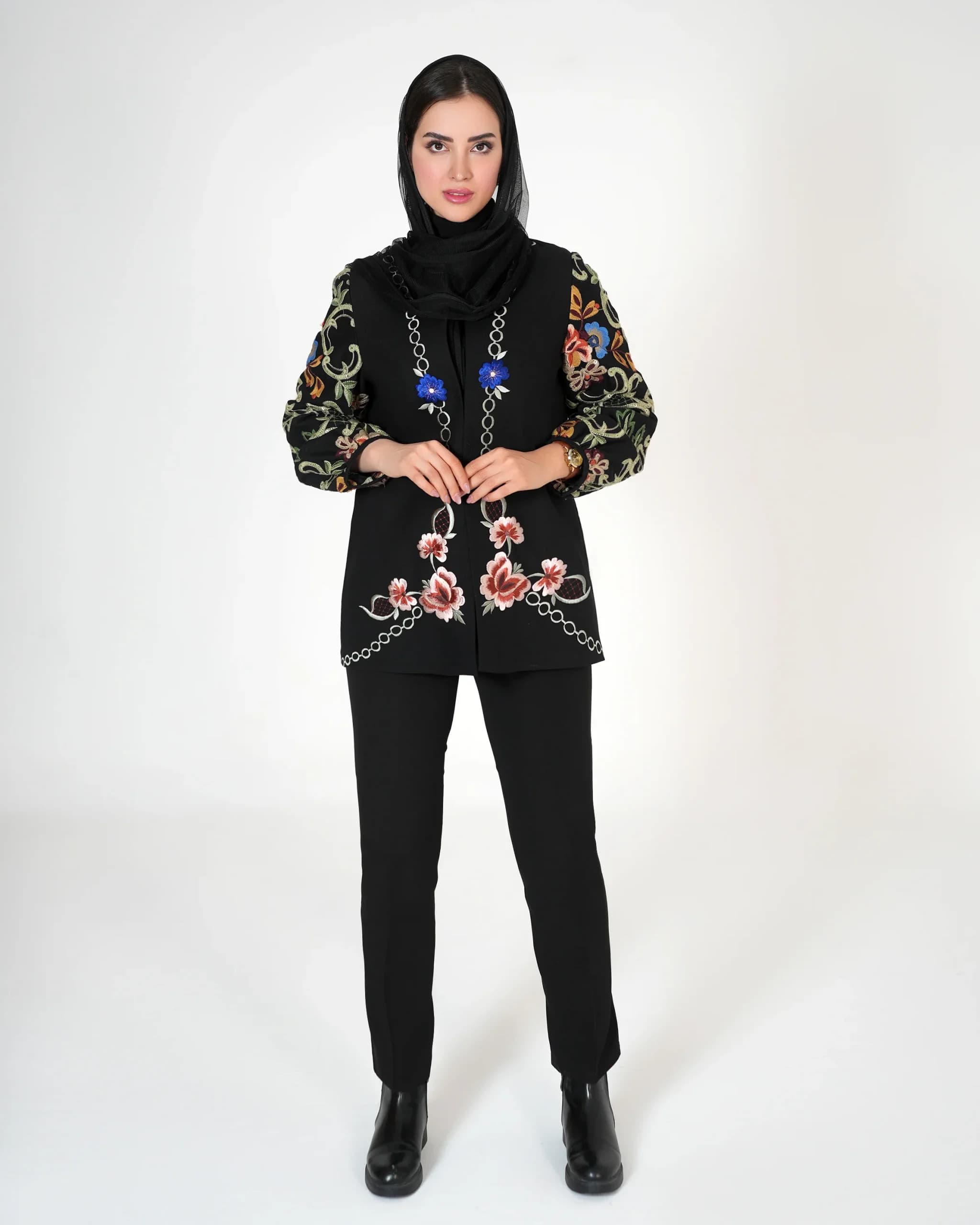 کت انوش کتان پنبه ای گلدوزی کد ۱۶۳ (477)