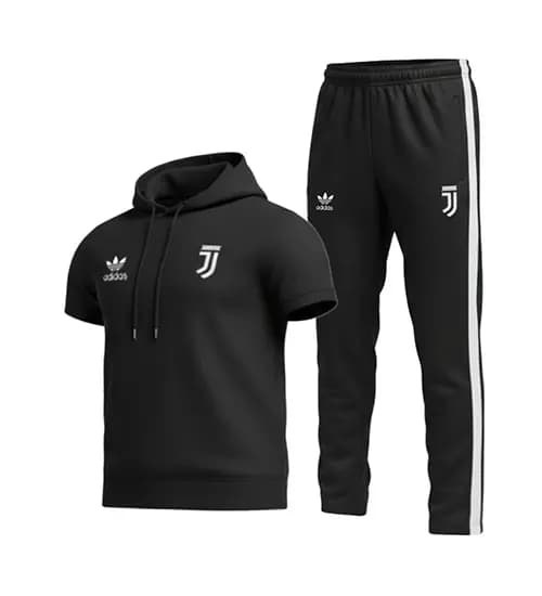 ست تیشرت و شلوار مردانه نرمال طرح دار اسپان مشکی Adidas