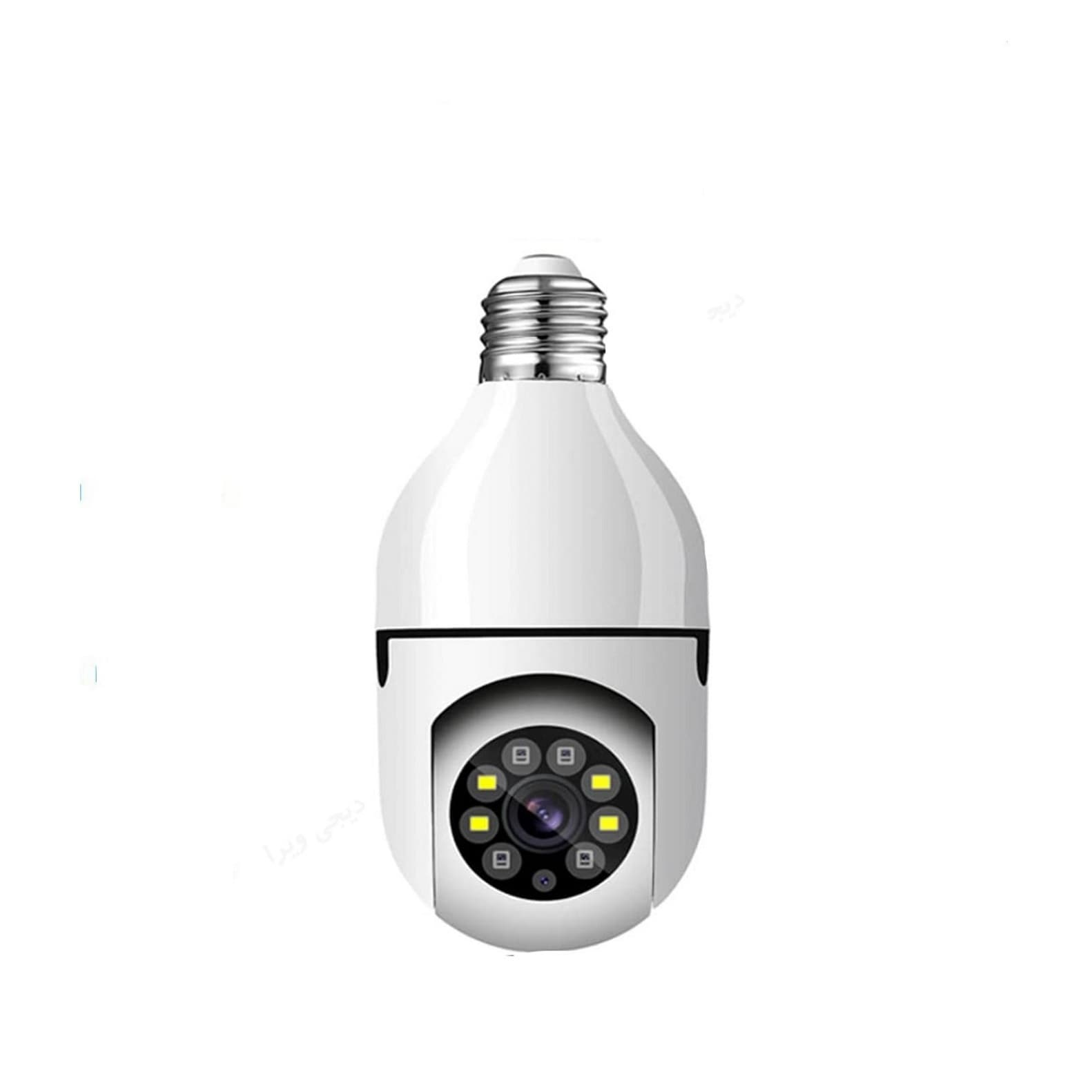دوربین مداربسته تحت شبکه فضای بسته مدل V380 E27 بی‌سیم با لنز 2 مگاپیکسل، وضوح Full HD 1080، چرخش 360 درجه افقی و 90 درجه عمودی، دید در شب 20 متر و نصب آسان با سرپیچ لامپ برق شهری