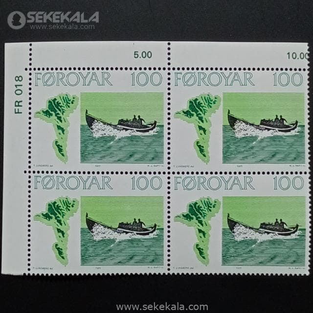 بلوک تمبر کمیاب جزایر فارو 1977