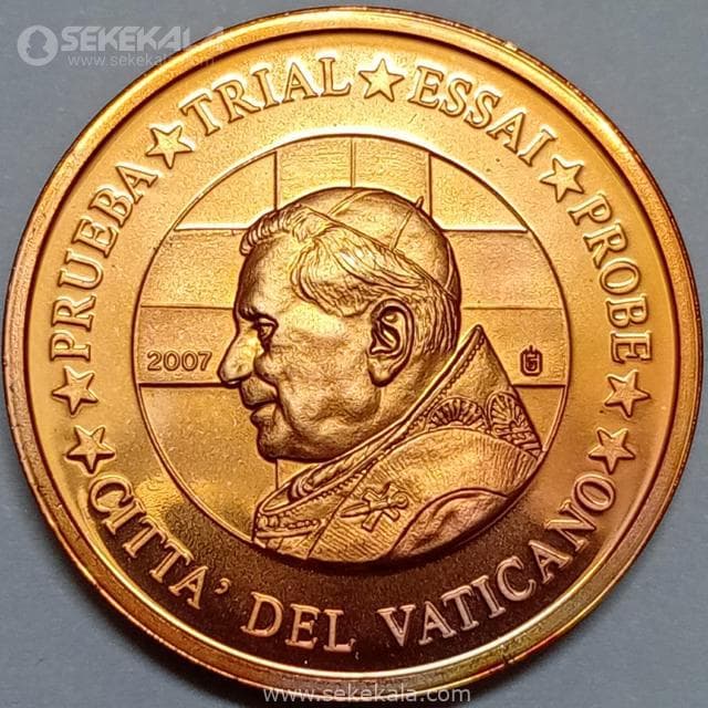 سکه پروف 5 سنت یورو واتیکان 2007 (نمونه specimen)(UNC)
