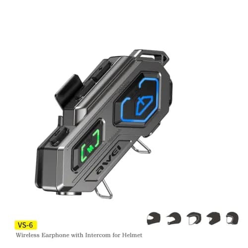 هدست بلوتوث کلاه کاسکت آوی مدل AWEI VS-6 با اینترکام ۵۰۰ متری و استاندارد ضدآب IPX6