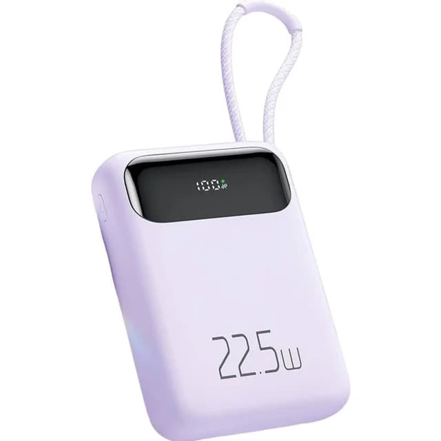 پاوربانک 10000 تایپ‌سی و USB-A توان 22.5 وات مک‌دودو MCDODO MC-324 با کابل تایپ‌سی متصل و نمایشگر دیجیتالی — تصویر ۸