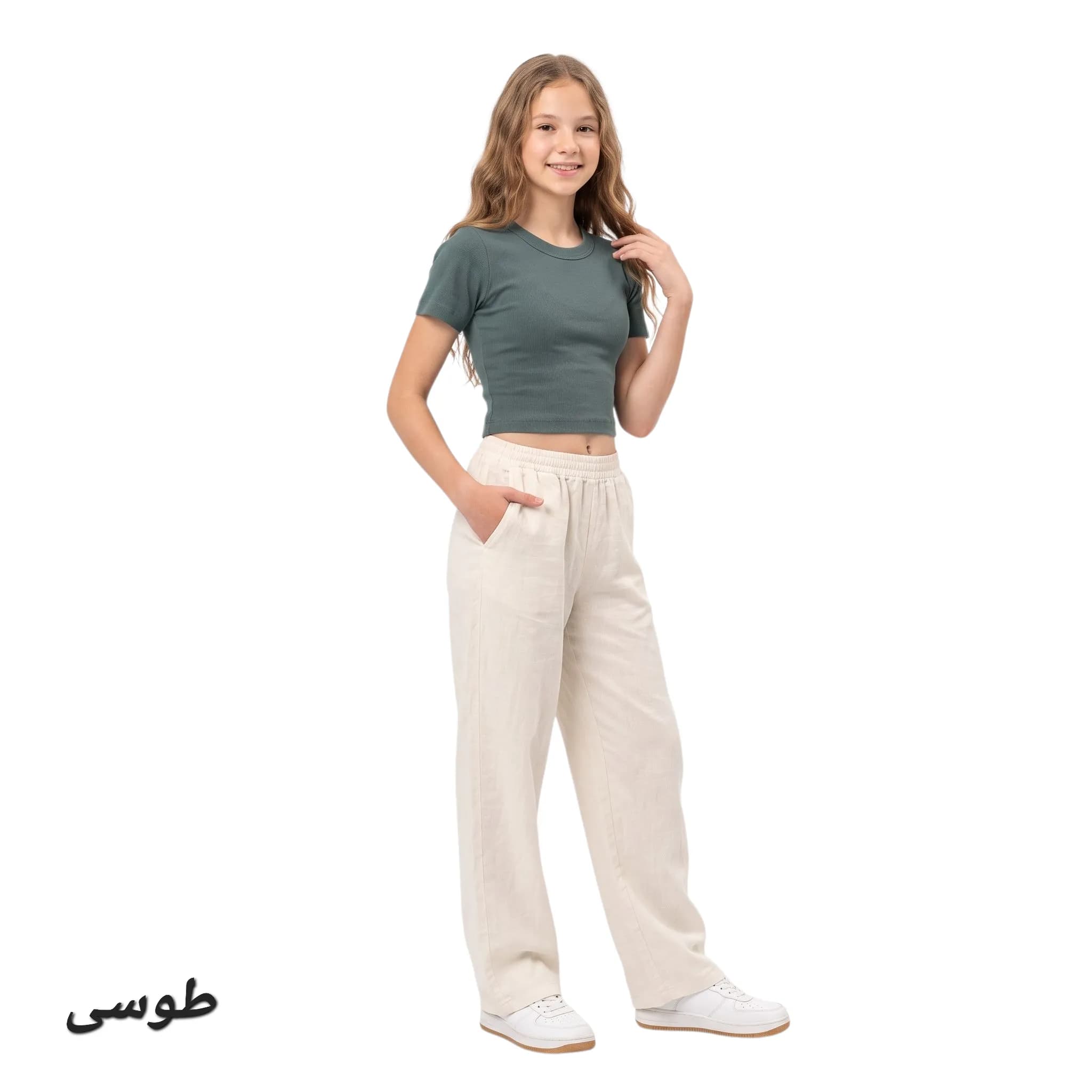 تاپ دخترانه یقه گرد کبریتی — تصویر ۳