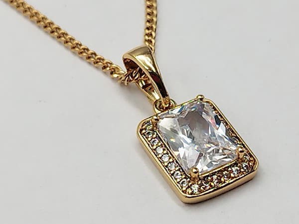 گردنبند زنانه تك نگين ژوپينگ رنگ طلايي کد A0241