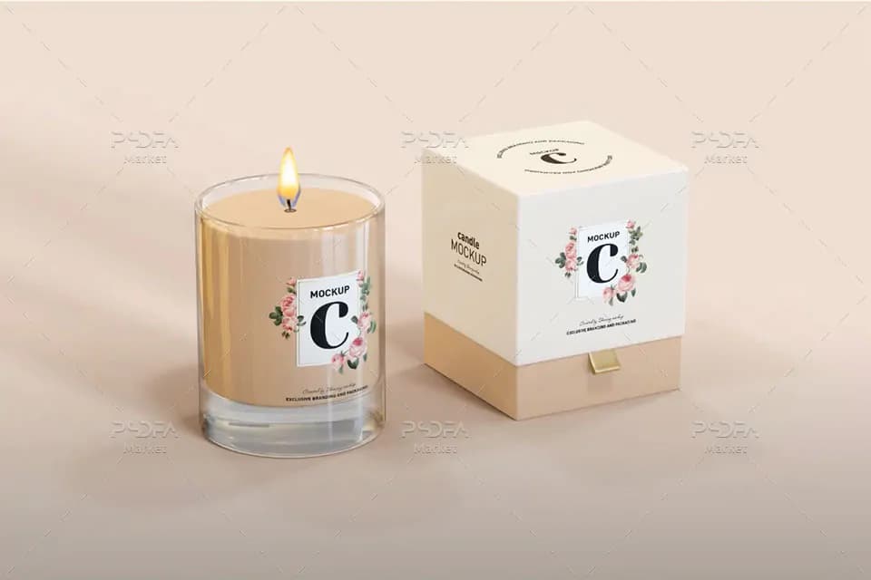 موکاپ بسته بندی شمع Candle Packaging Mockup