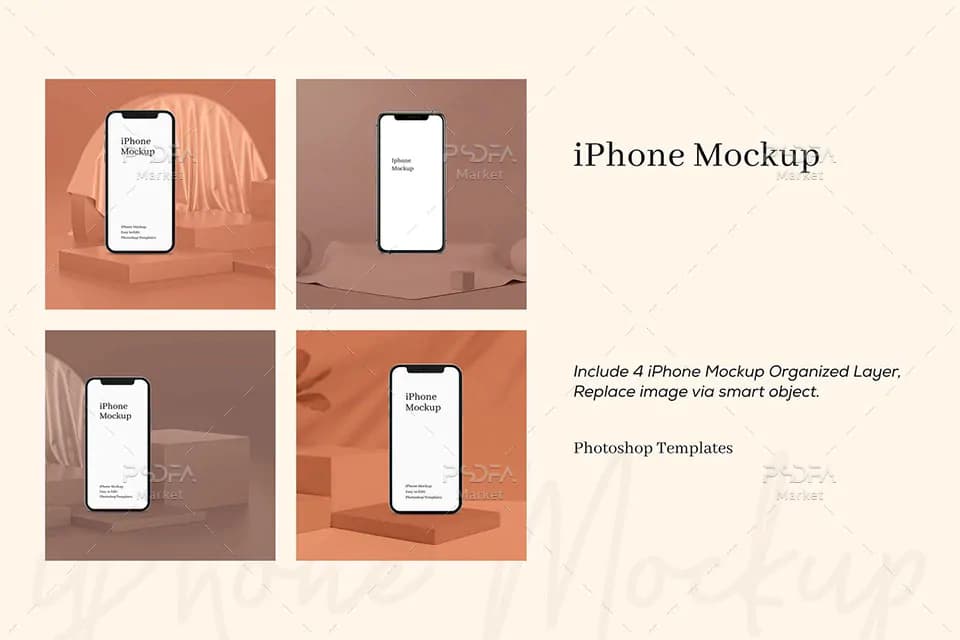 موکاپ گوشی iPhone Xs در 4 حالت مختلف
