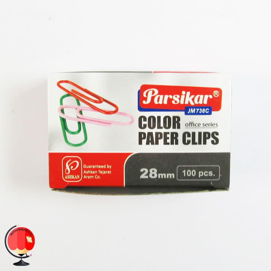 گیره رنگی کاغذ پارسیکار بسته 100 عددی