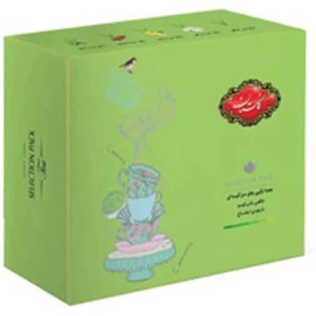 جعبه ترکيبی تی بگ سبز 60 عددی گلستان