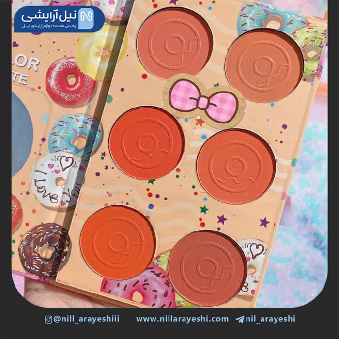 پالت رژگونه 6 رنگ هاسایا گرل سری سوییت دونات کد Jh 3714