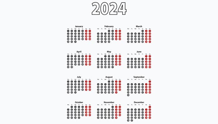 وکتور تقویم سال 2024