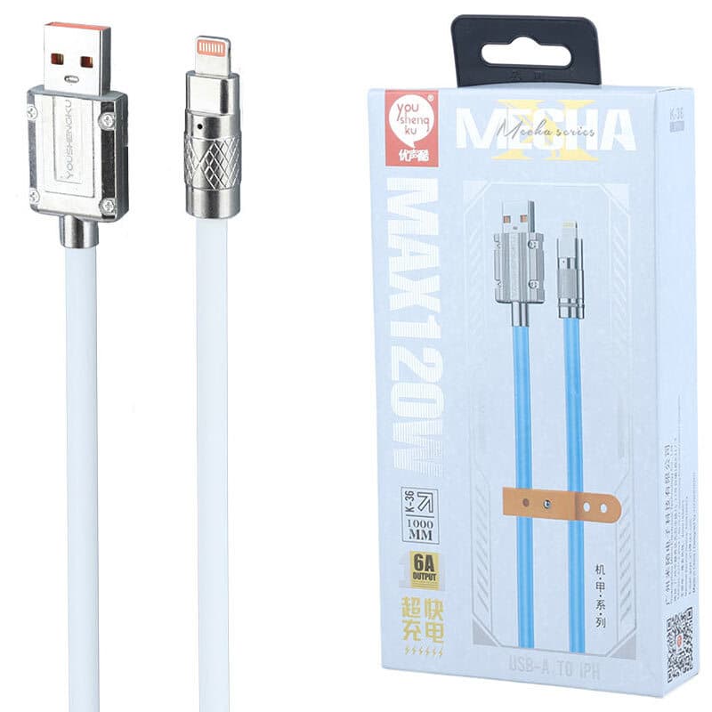 کابل لایتنینگ فست شارژ 120 وات You Shenq Ku K-36 طول 1 متر