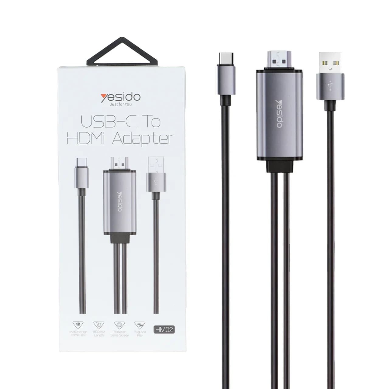 کابل Yesido Type-C To HDMI مدل HM02 – مشکی (گارانتی 18 ماه تعویض نیکان همراه)
