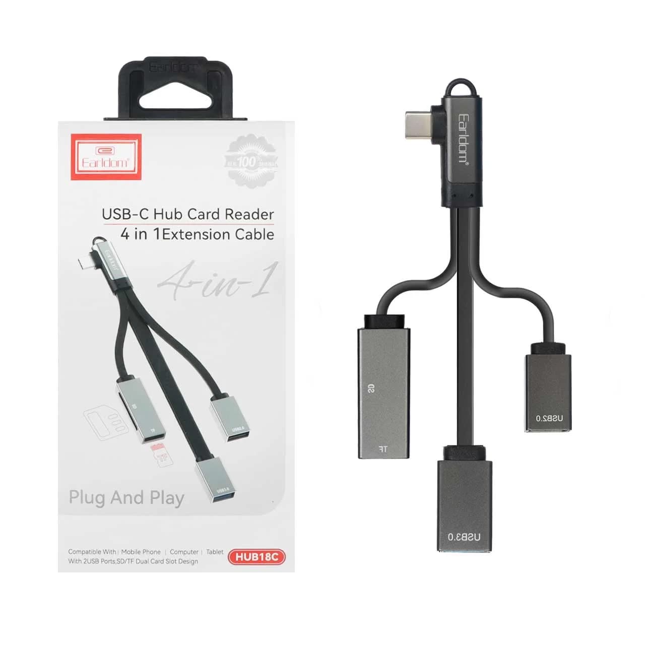هاب 4 پورت Earldom Type-C مدل HUB18C – مشکی