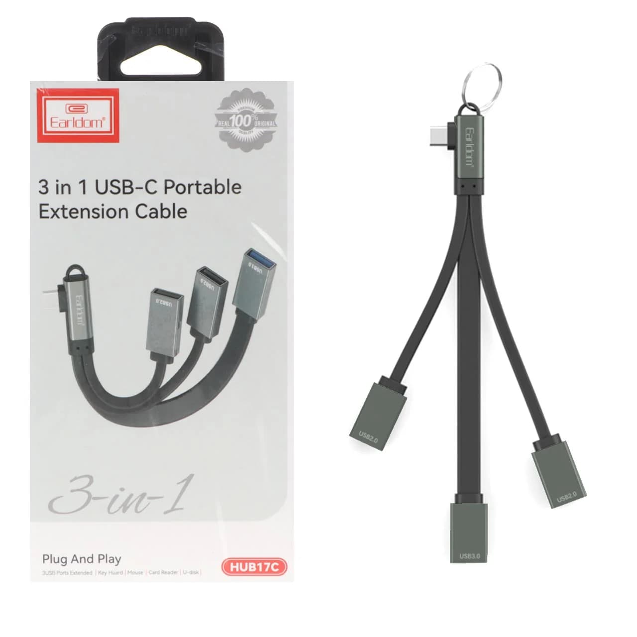 هاب 3 پورت Earldom Type-C مدل HUB17C – سبز