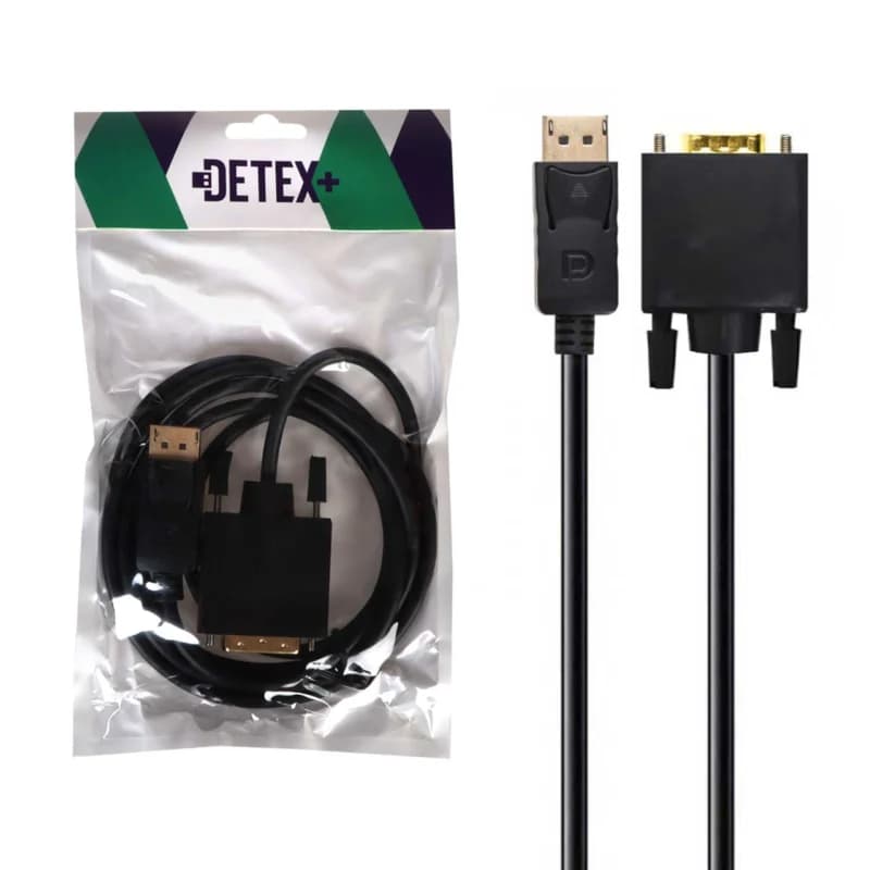کابل 1.8 متری DETEX+ DP To DVI – مشکی — تصویر ۲