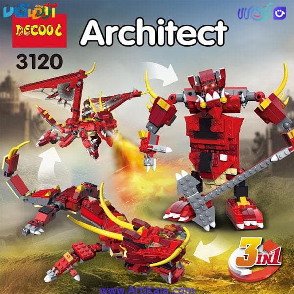 لگو اژدهای قرمز 3*1 مدل Architect Decool 3120