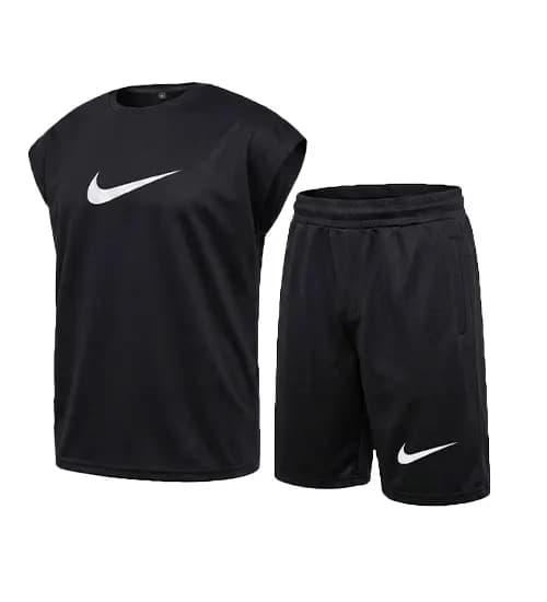 ست وست و شلوارک مردانه باکسی طرح دار اسپان مشکی Nike